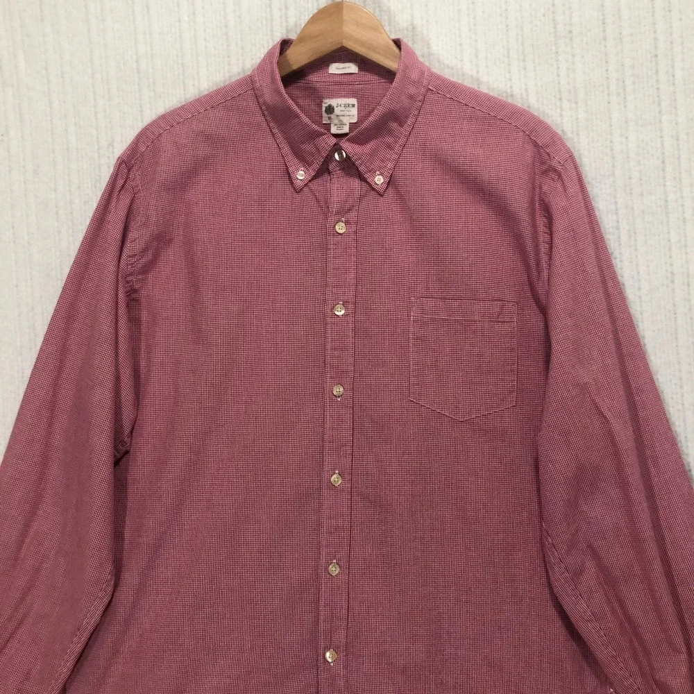 J.Crew Tailored Fit Button Down Shirt Gingham Check Long Sleeve Red Size‎ M